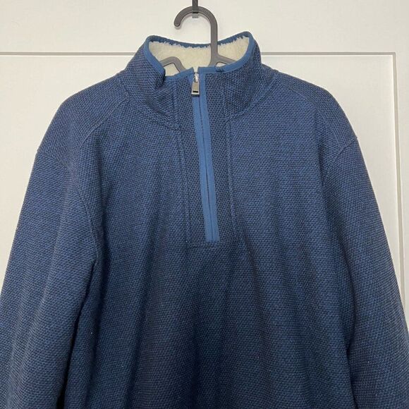 ORVIS Sweater Mens Sz M Blue 1/4 Zip Sherpa Long Sleeve Casual Outdoor Fall - Picture 2 of 12